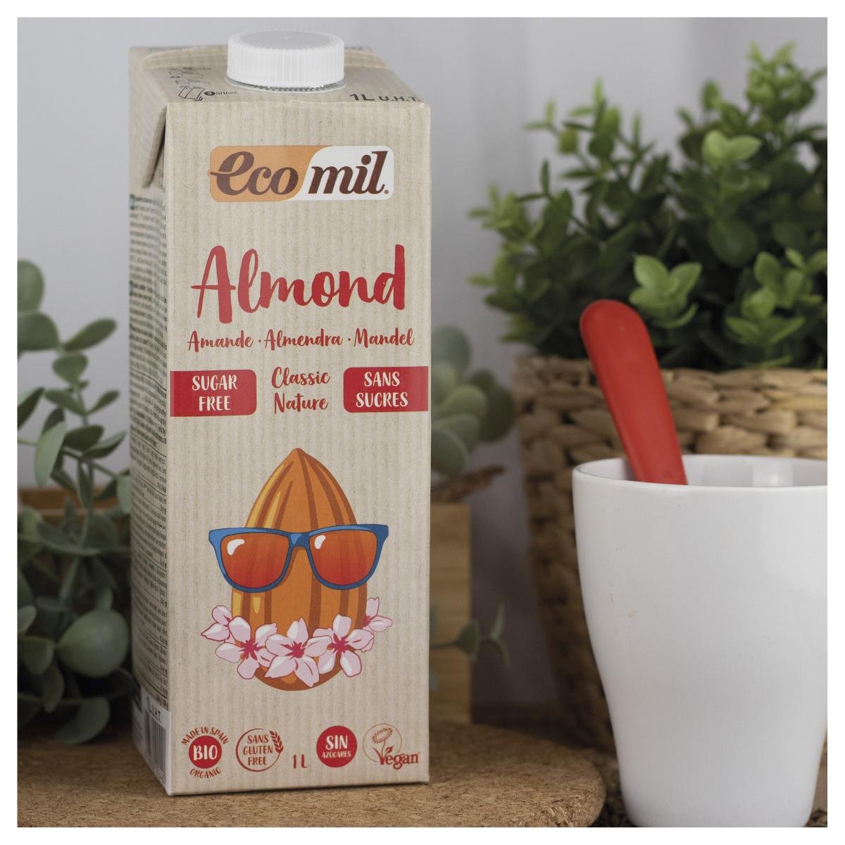 Bebida Natural Clássica de Amêndoa Biológica Sem Açúcar Ecomil 1L