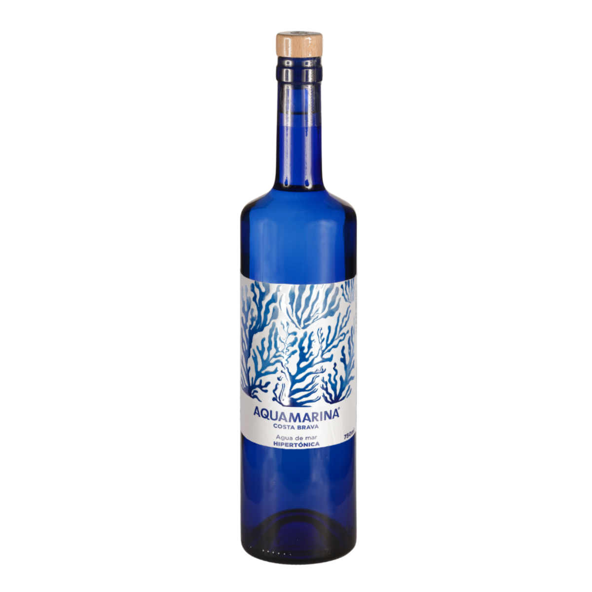 Água do mar hipertónica, água marinha azul, copo de 750 ml.