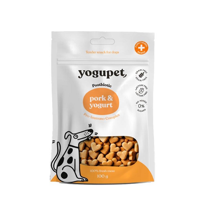 Snack de carne de porco semi-húmida e iogurte Yogupet para cães 100 g