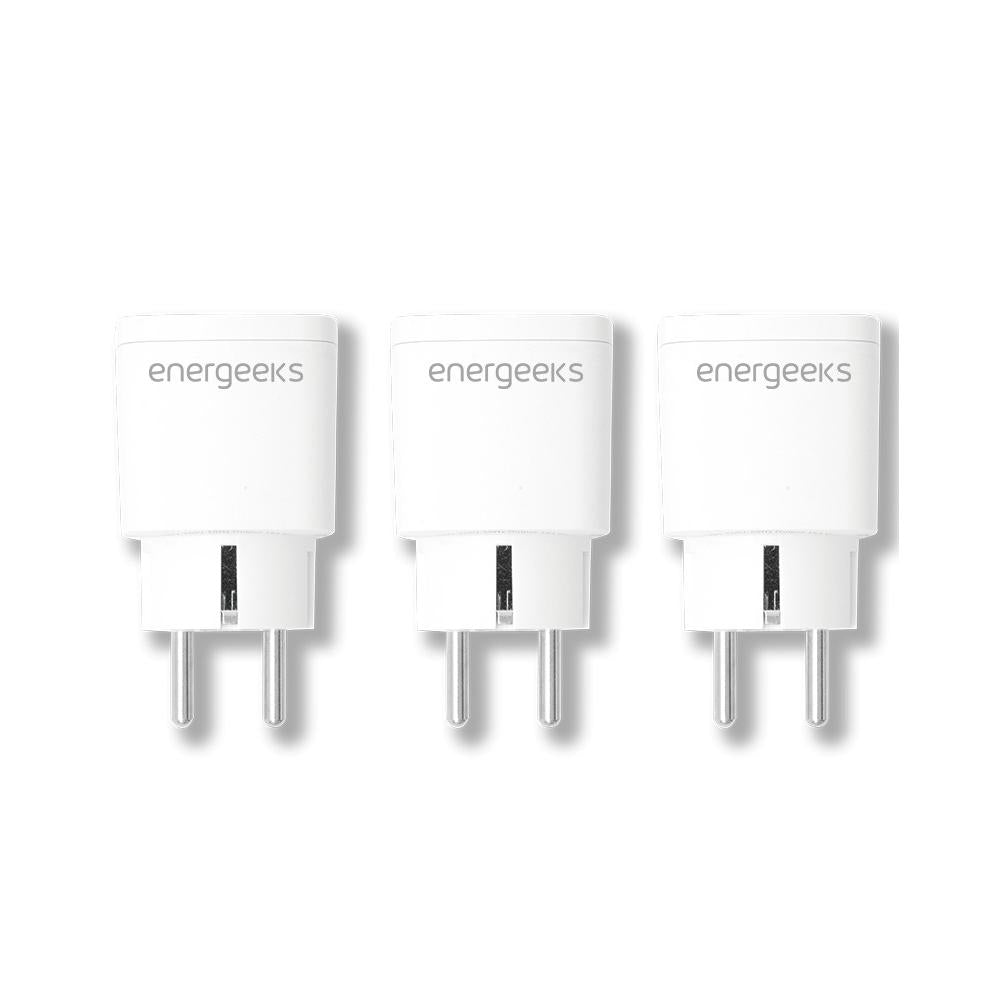 Pack de 3 fichas Wi-Fi inteligentes Energeeks com medidor de energia