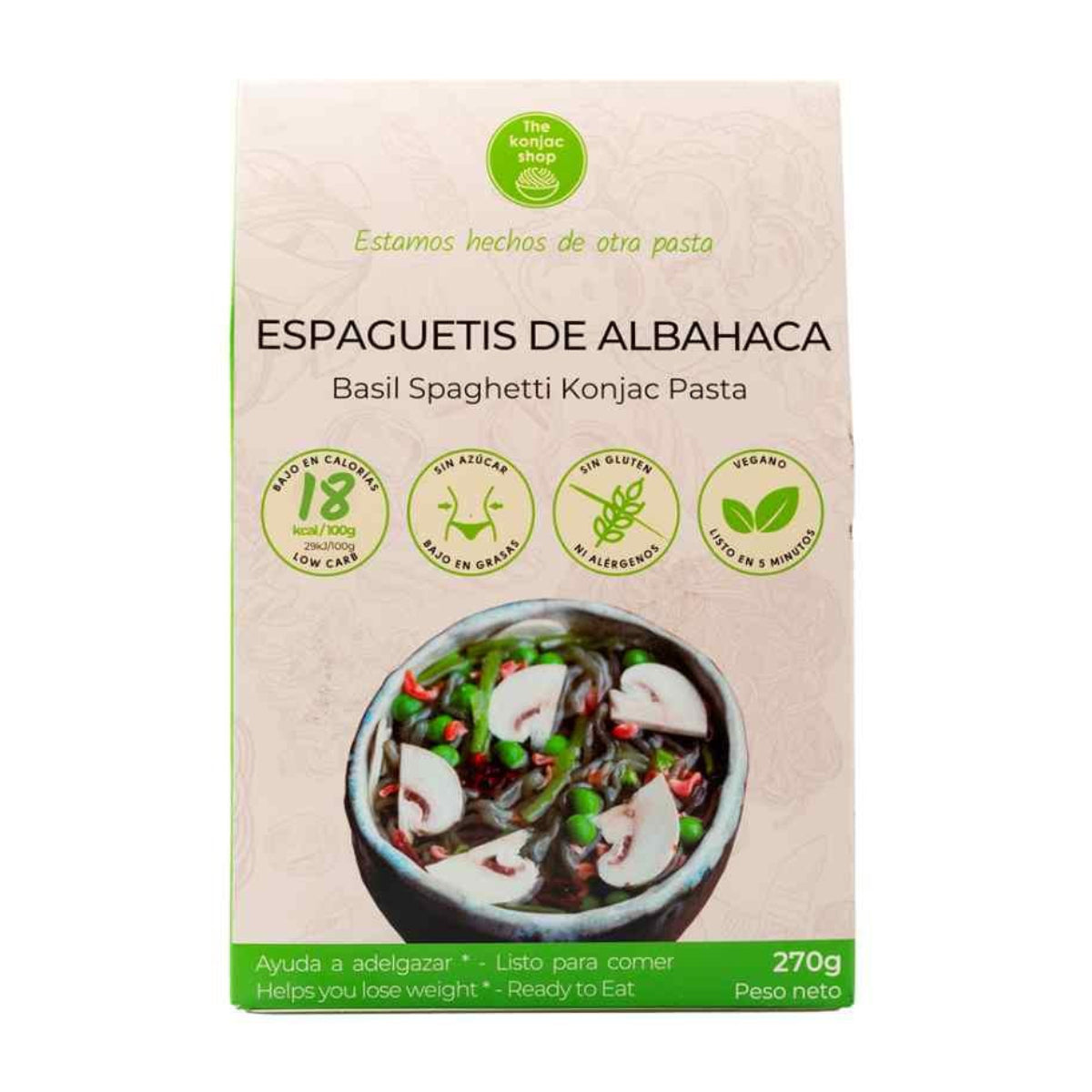 Esparguete Konjac com manjericão The Konjac Shop 270g