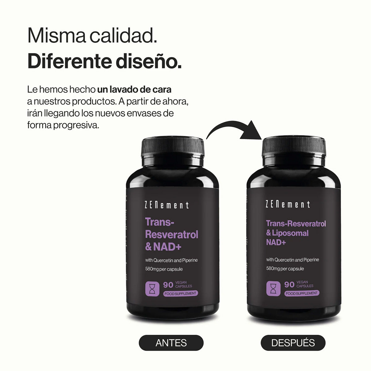 Trans-Resveratrol e NAD+ Lipossomal Zenement 90 Cápsulas