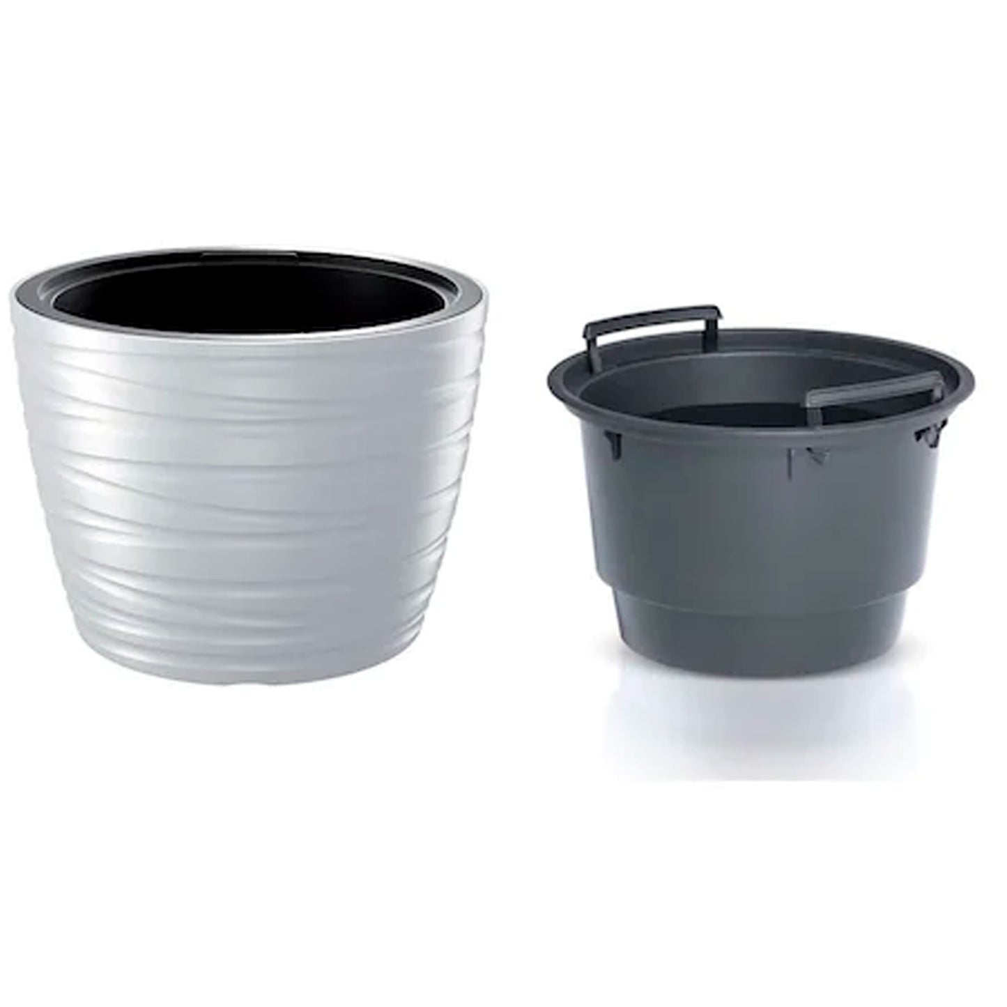 Maceta Baja Con Deposito 48l Maze De Plastico En Color Blanco 47,5 (largo) X 47,5 (ancho) X 34,9 (alto) Cm