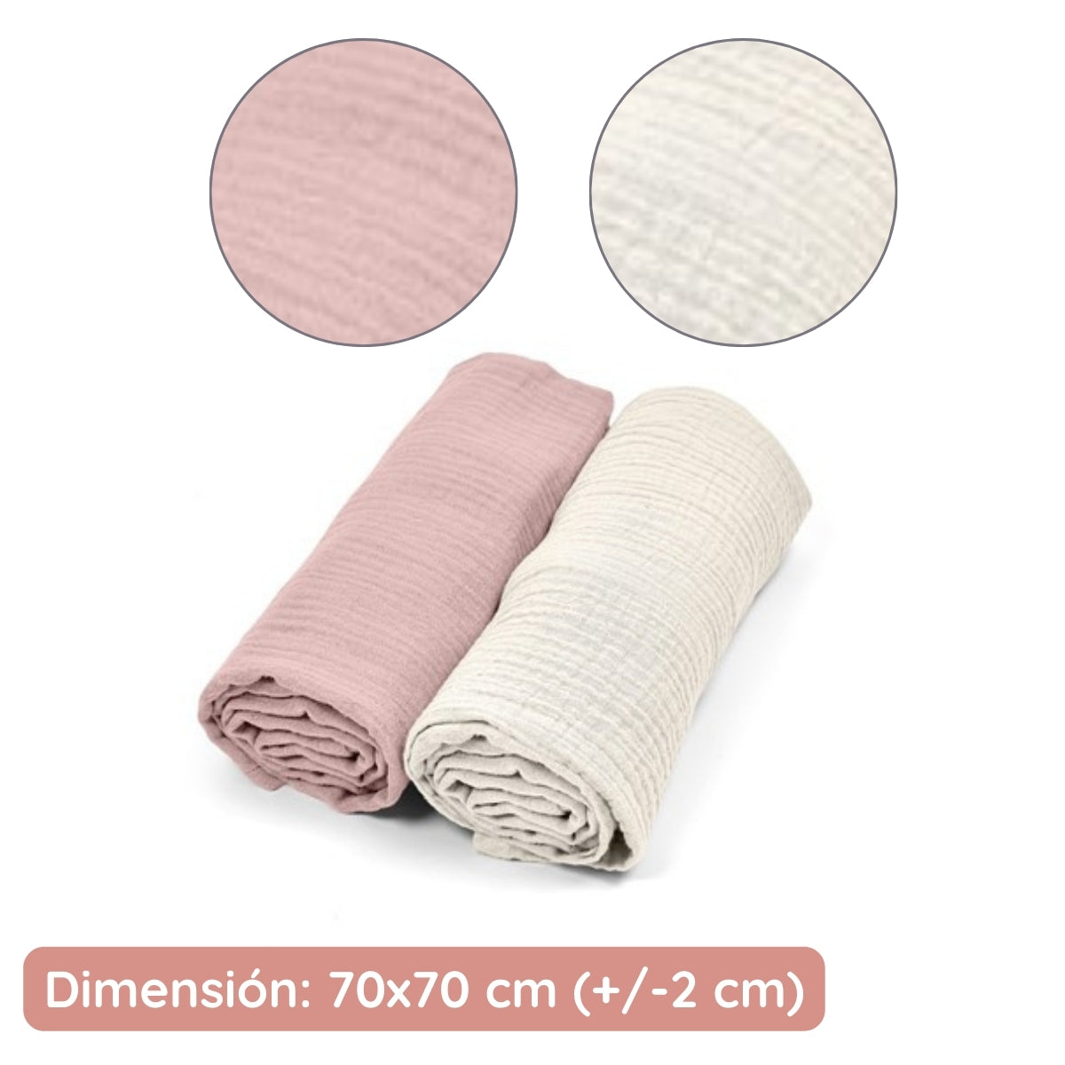 Cotton Color Pack 2 Muselinas De Algodón 70x70 Para Bebé Cotton Color_3