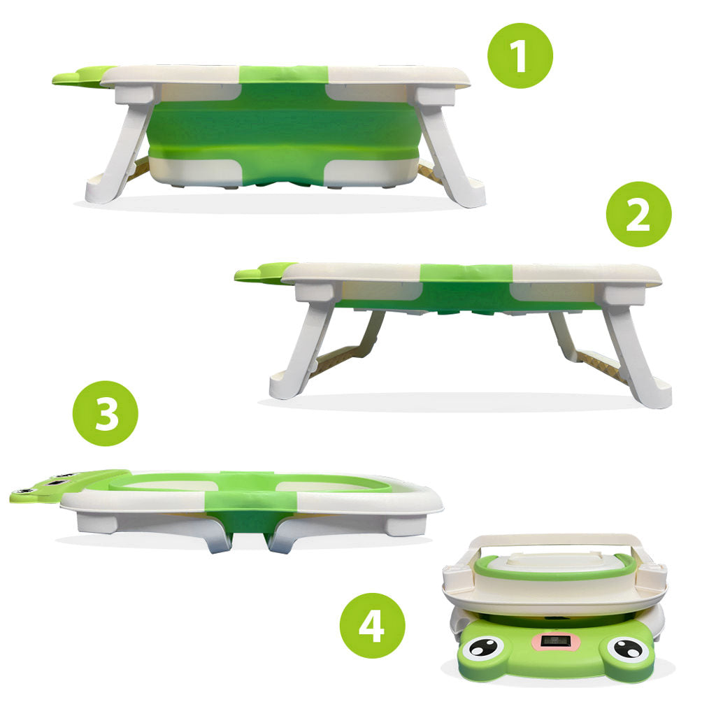 Bathby Bañera Plegable Para Bebés Recién Nacidos, Cojín Rana, Termómetro, Patas Antideslizantes (verde Rana)