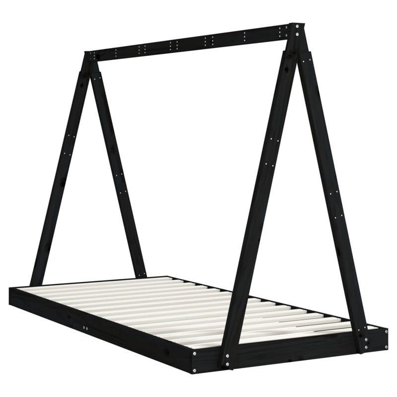 Vidaxl Estructura De Cama Para Niños Madera De Pino Negro 90x190 Cm_5