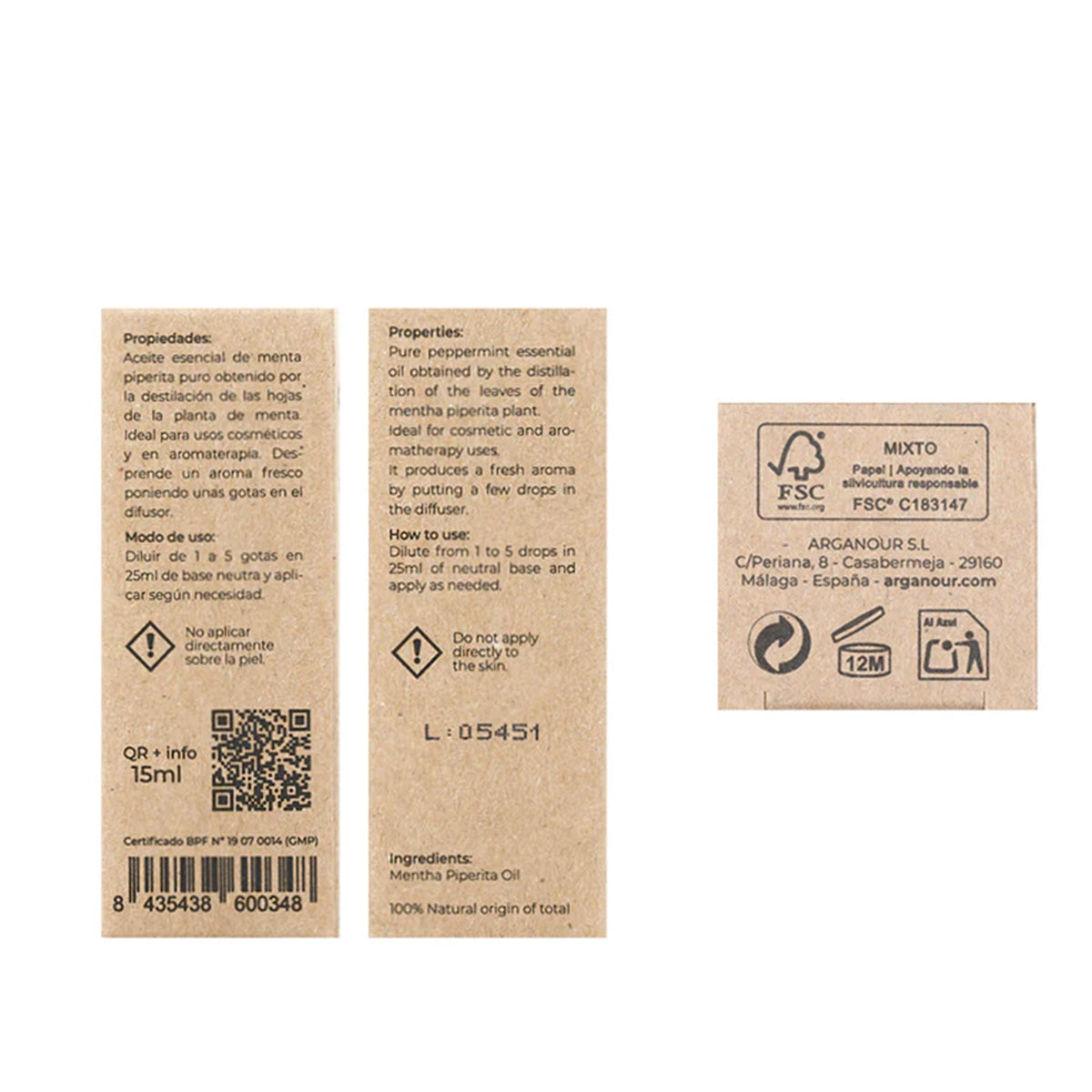 Óleo essencial de hortelã-pimenta 100% puro Arganour 15ml