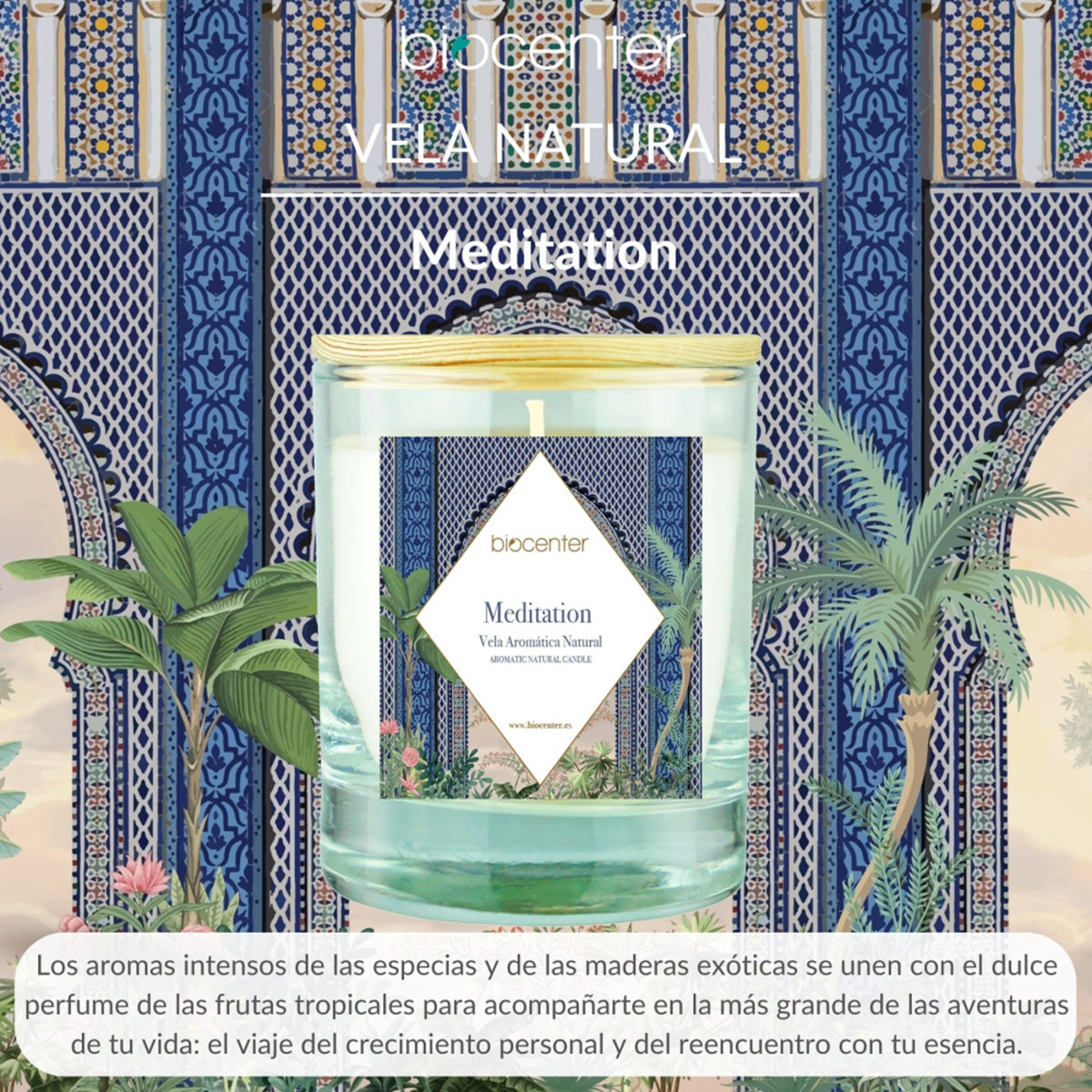 Vela natural de meditação - cera vegetal e óleos essenciais, 200 gr