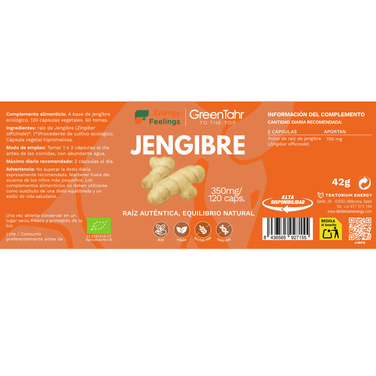 Jengibre ECO Energy Feelings 120 cápsulas