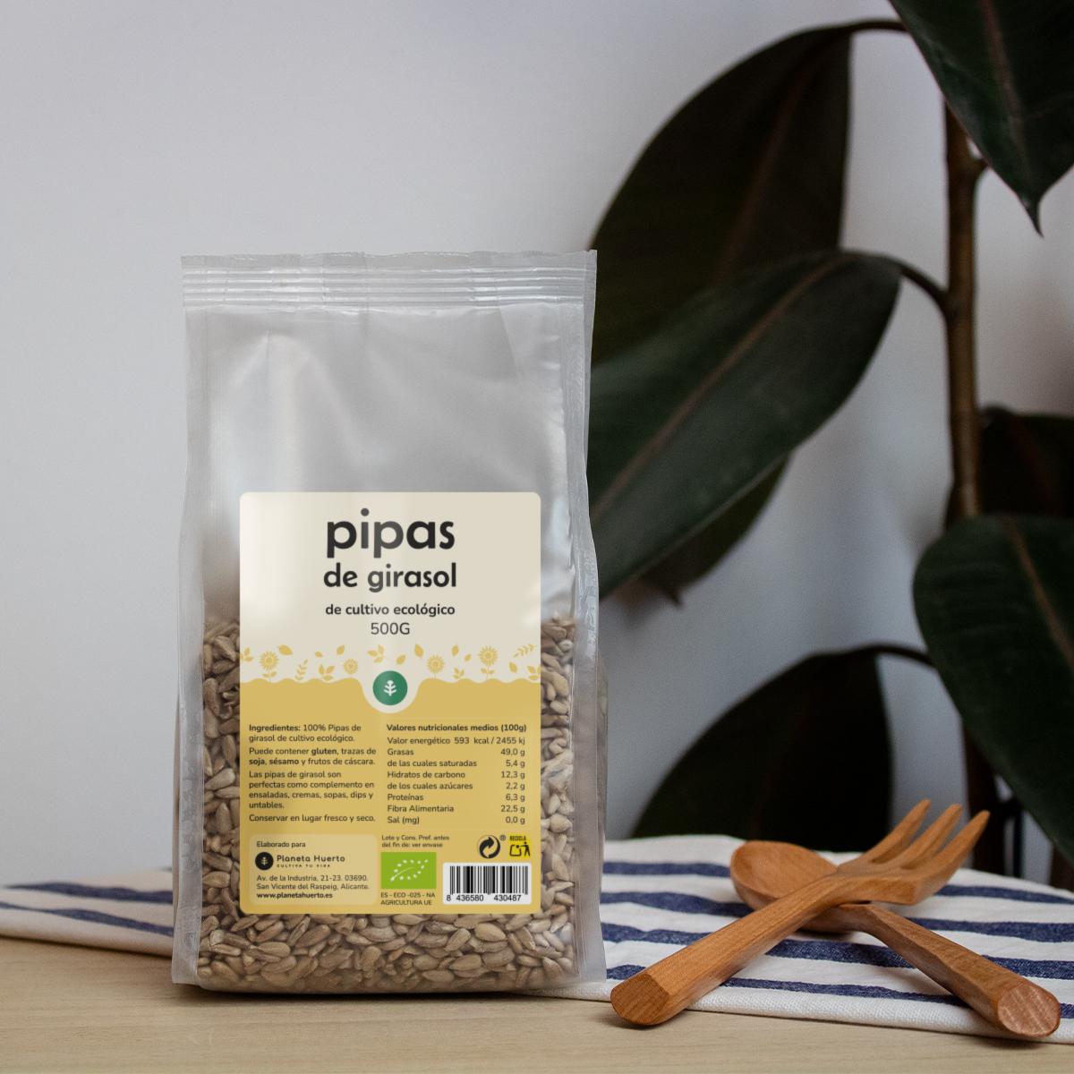 Embalagem de 2 sementes de girassol descascadas da ECO Planeta Huerto, 500 g