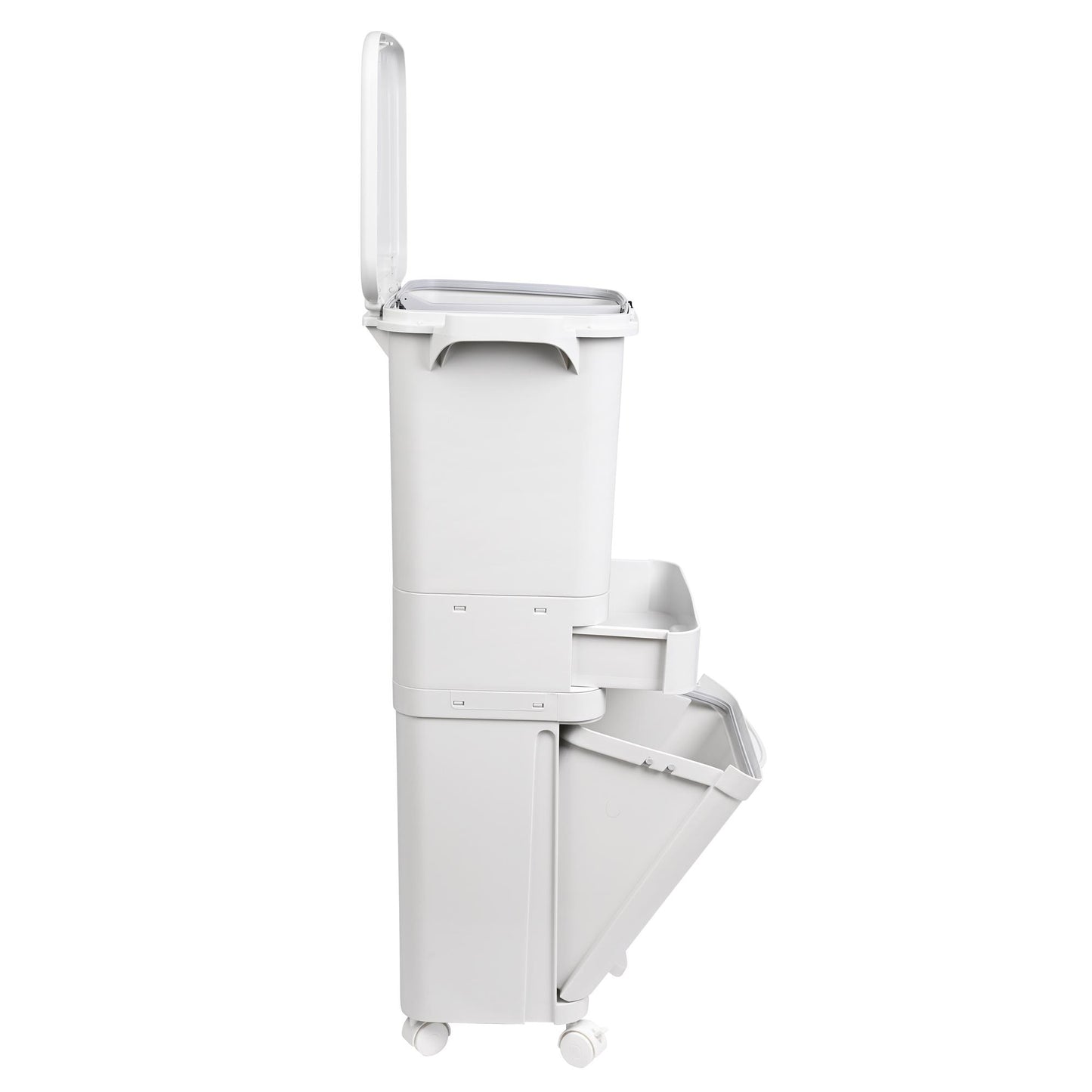 Papelera De Reciclaje Selectiva Con Pedal, Ruedas Y Asa 42l (24l + 4l + 14l) - Well Home_2