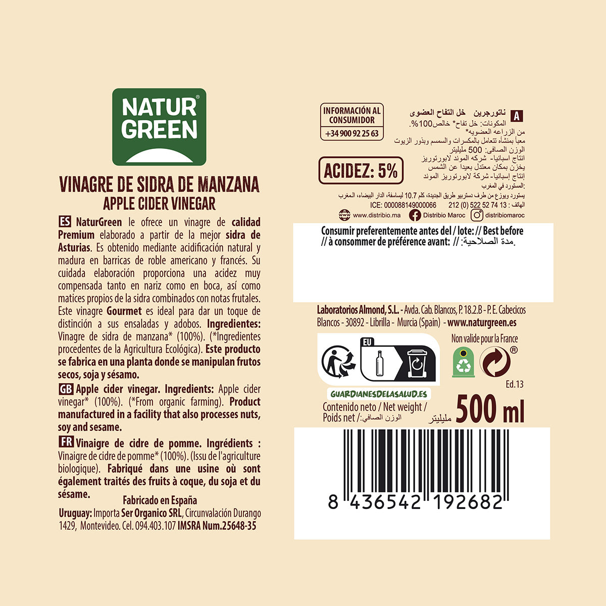 Vinagre de maçã biológico NaturGreen 500 ml