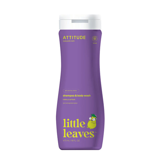 Sabonete líquido e champô infantil Little Leaves Vanilla and Pear, Attitude, 473 ml
