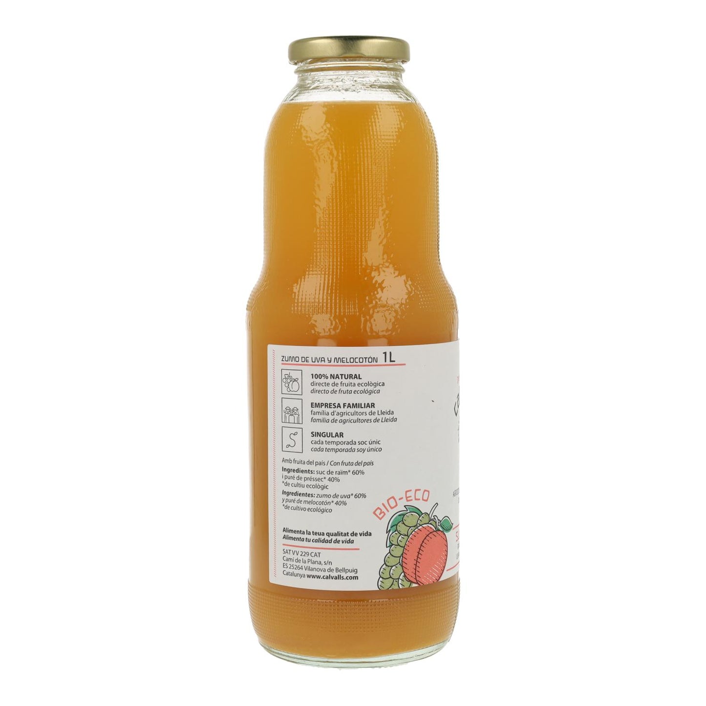 Sumo Orgânico de Pêssego e Uva Cal Valls 1 L