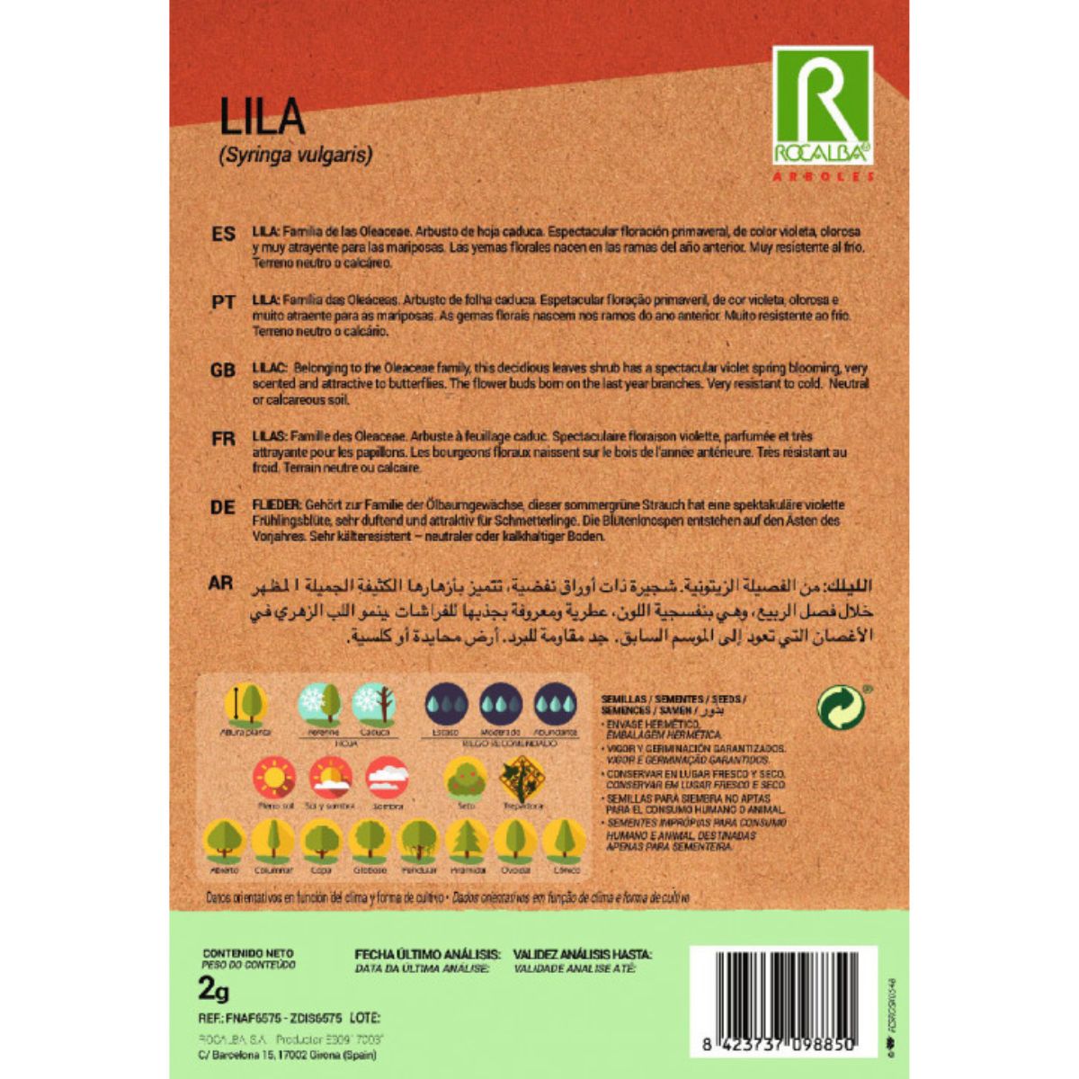 Sementes de lilás Syringa vulgaris