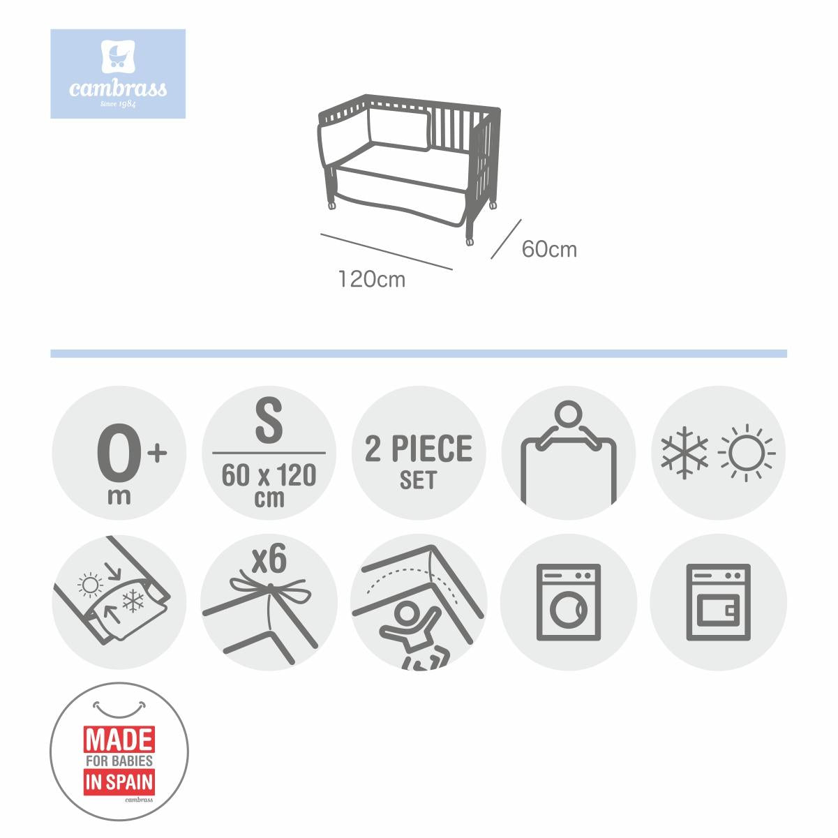 Conjunto de edredão e protetor de berço Star, 60x120 cm. Bege