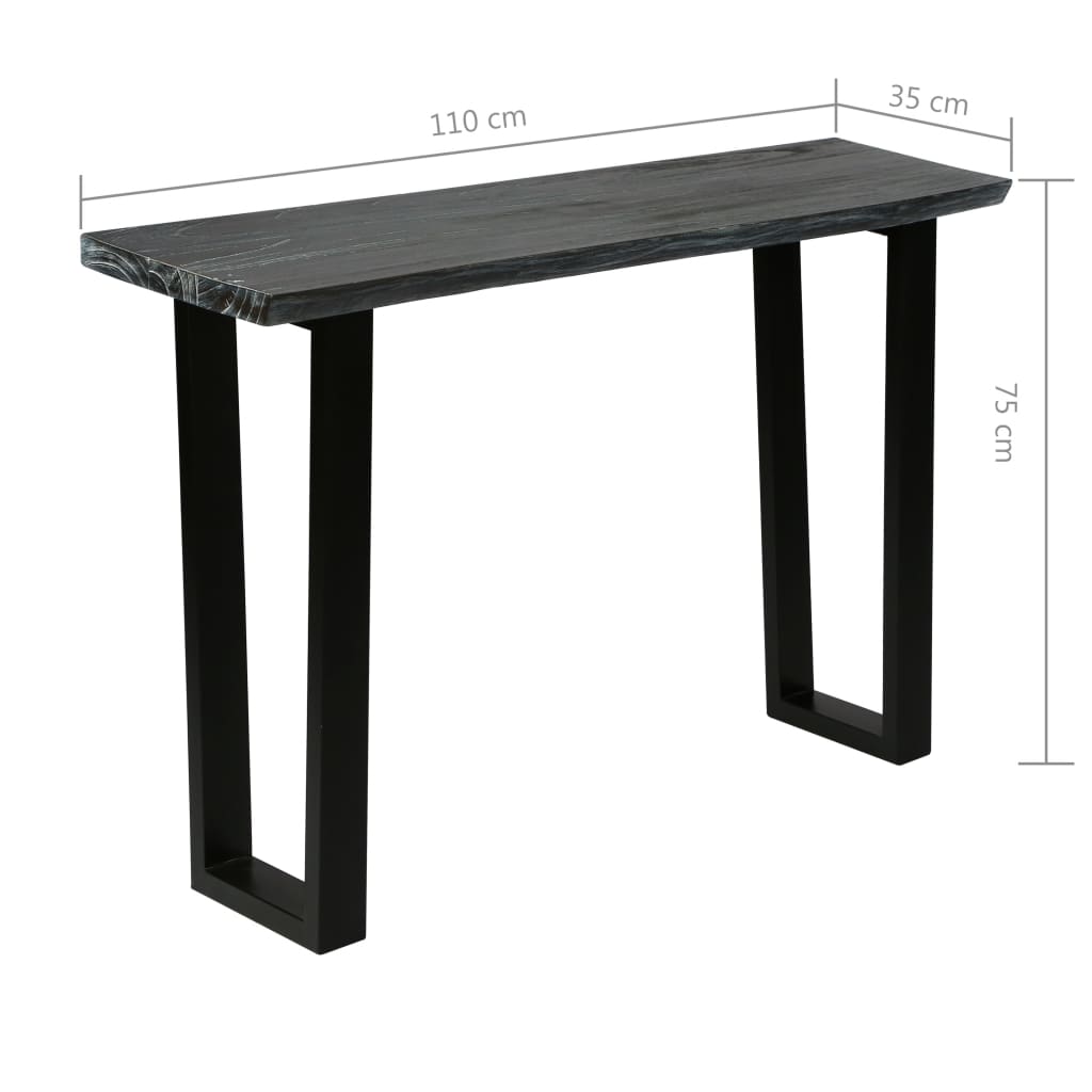 Mesa Consola De Madera Maciza De Mindi 110x35x75 Cm Gris_4
