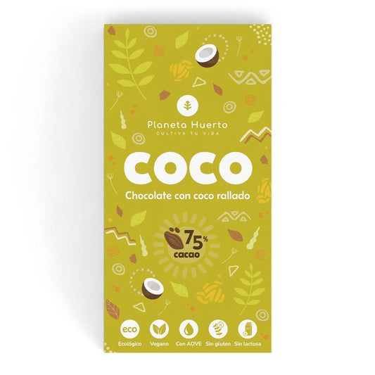 Tablete de Chocolate 75% com Coco Ralado ECO Planeta Huerto 70 gr