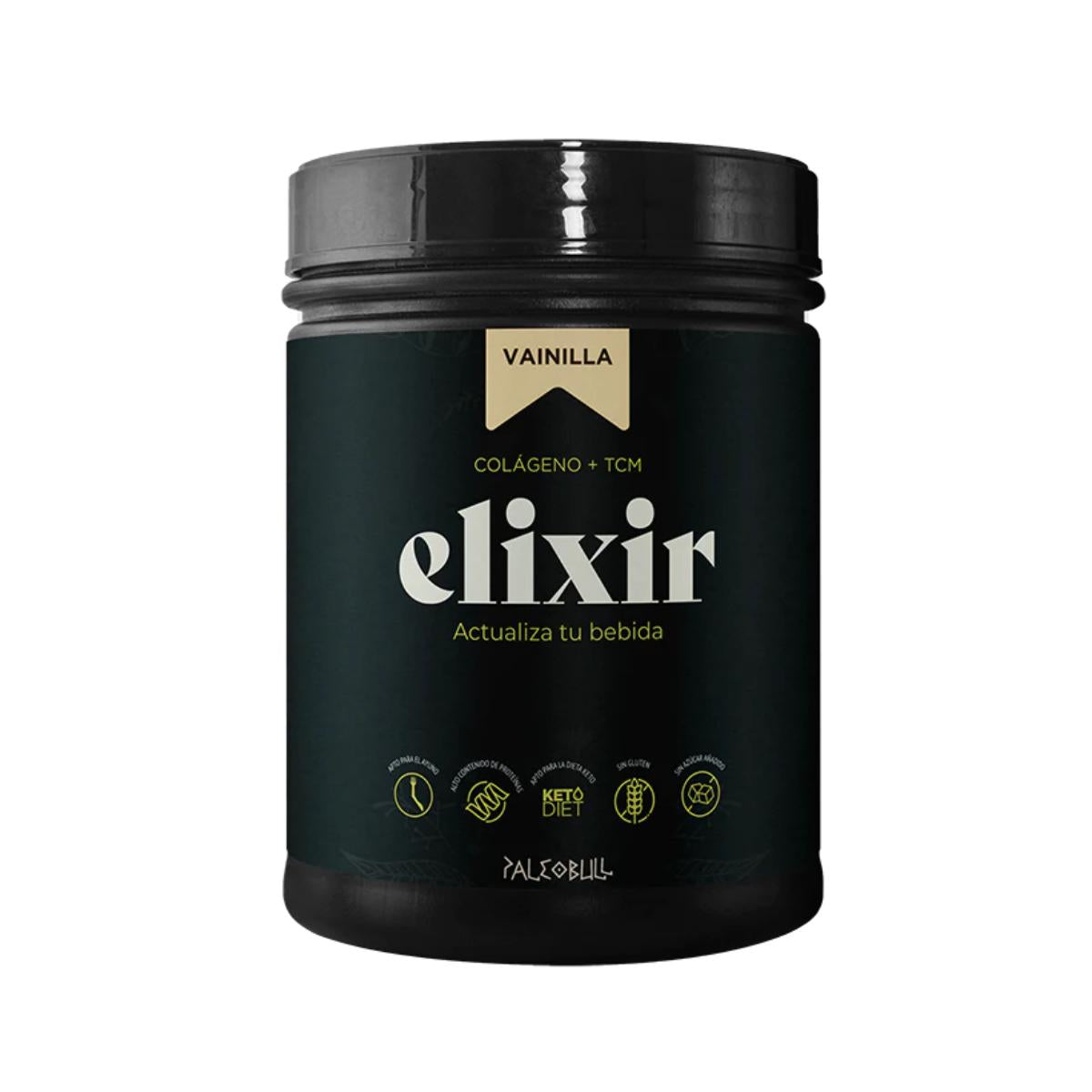 Elixir: Colagénio + Óleo MCT, 450 g Paleobull Elixir Baunilha 450 g