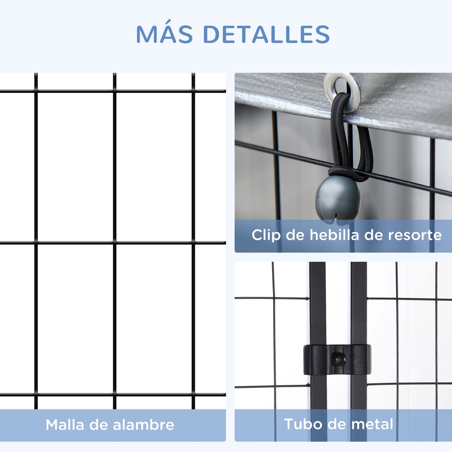 Pawhut Perrera De Exterior Con Techo 120x120x138 Cm Con Malla De Metal Y Puerta_5
