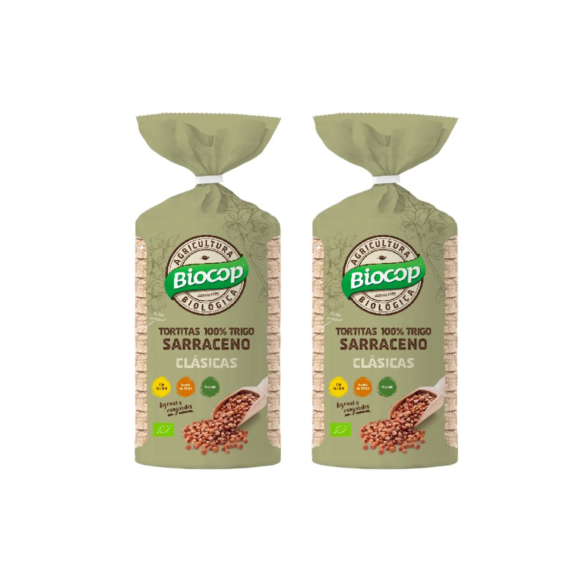 Embalagem de 2 panquecas de trigo sarraceno 100% Biocop 100 g