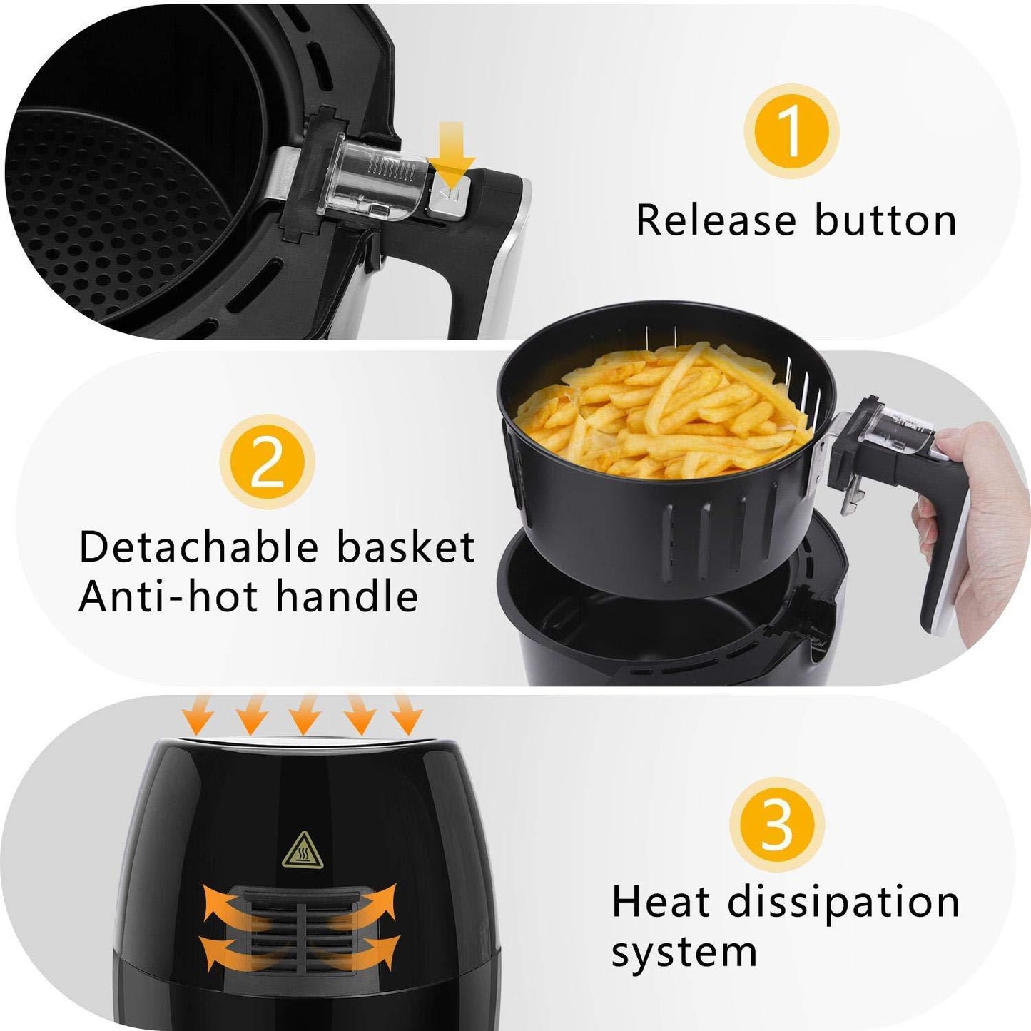 Fritadeira sem óleo 3,2 L 1400 W sem BPA