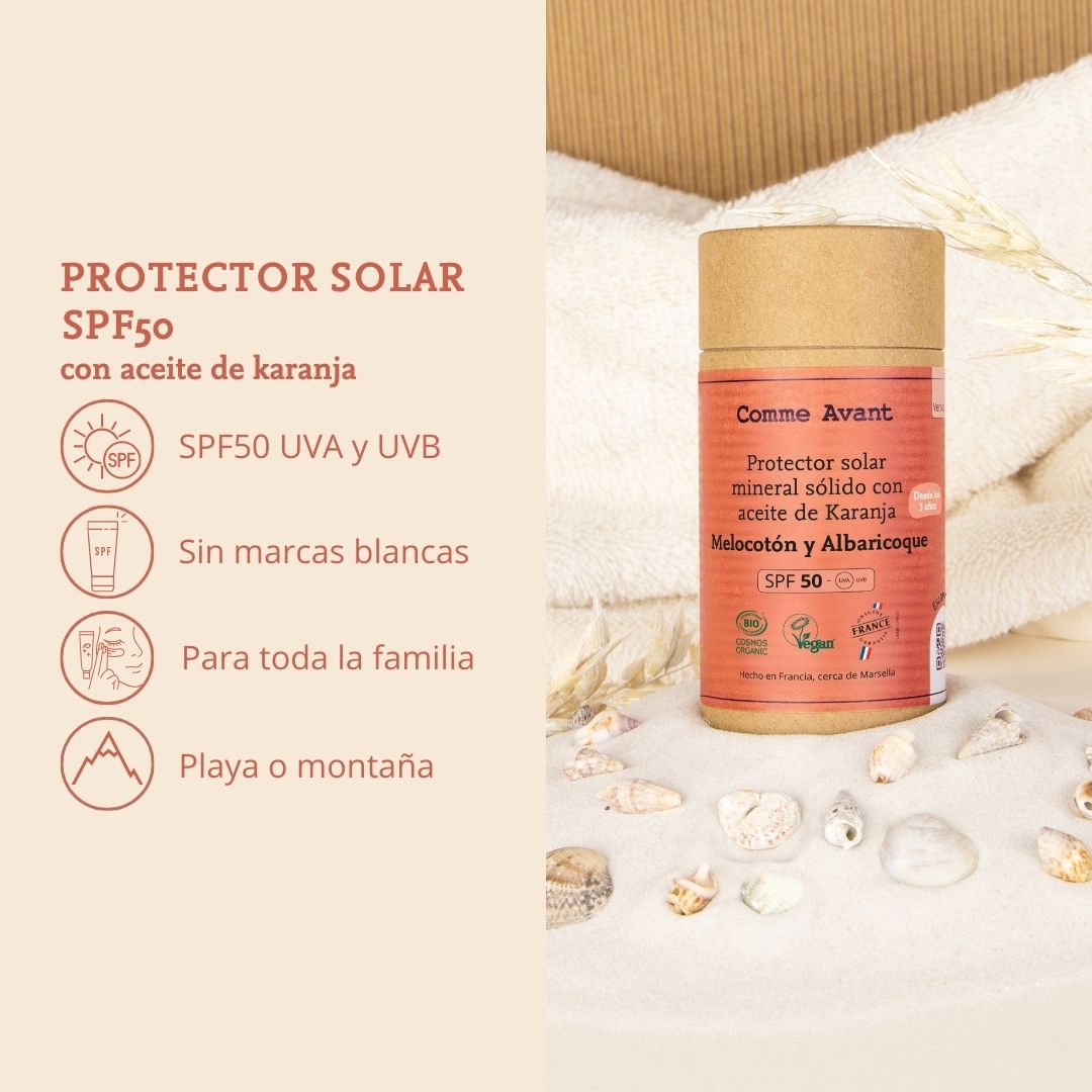 Protector Solar Mineral Sólido Spf50 Con Aceite De Karanja - Melocotón Y Albaricoque_4
