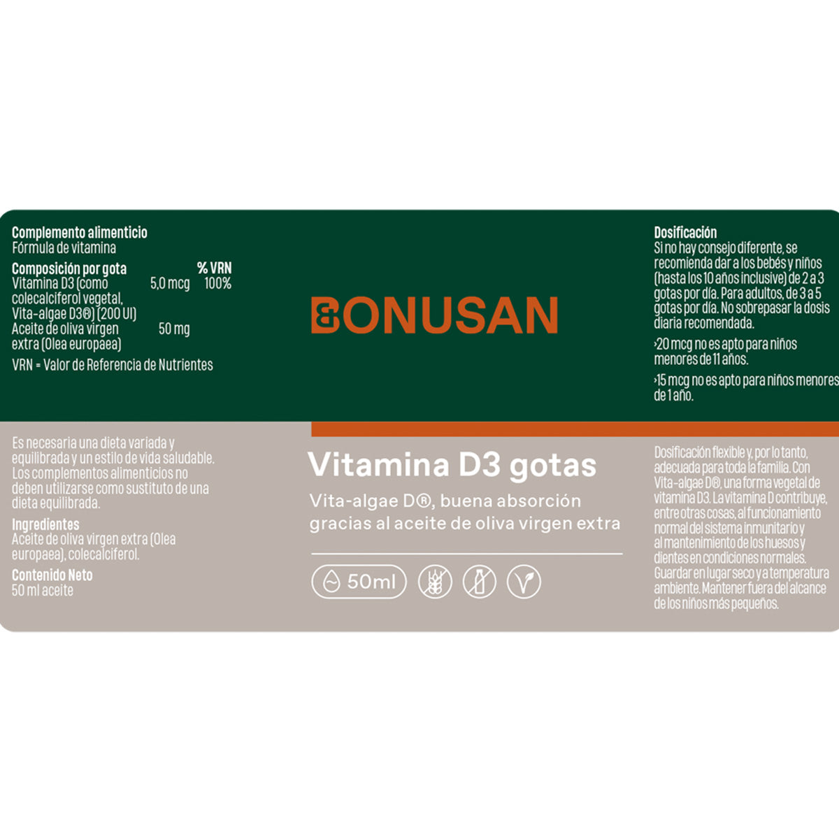 Gotas de vitamina D3 Bonusan 50 ml