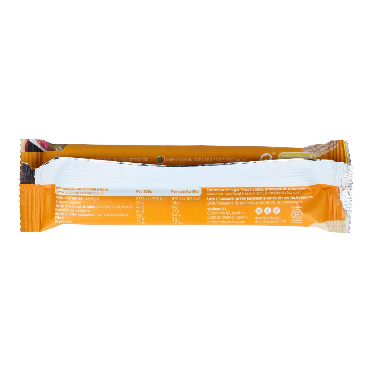 Barra de bolacha Smileat 30g Eco Recheada