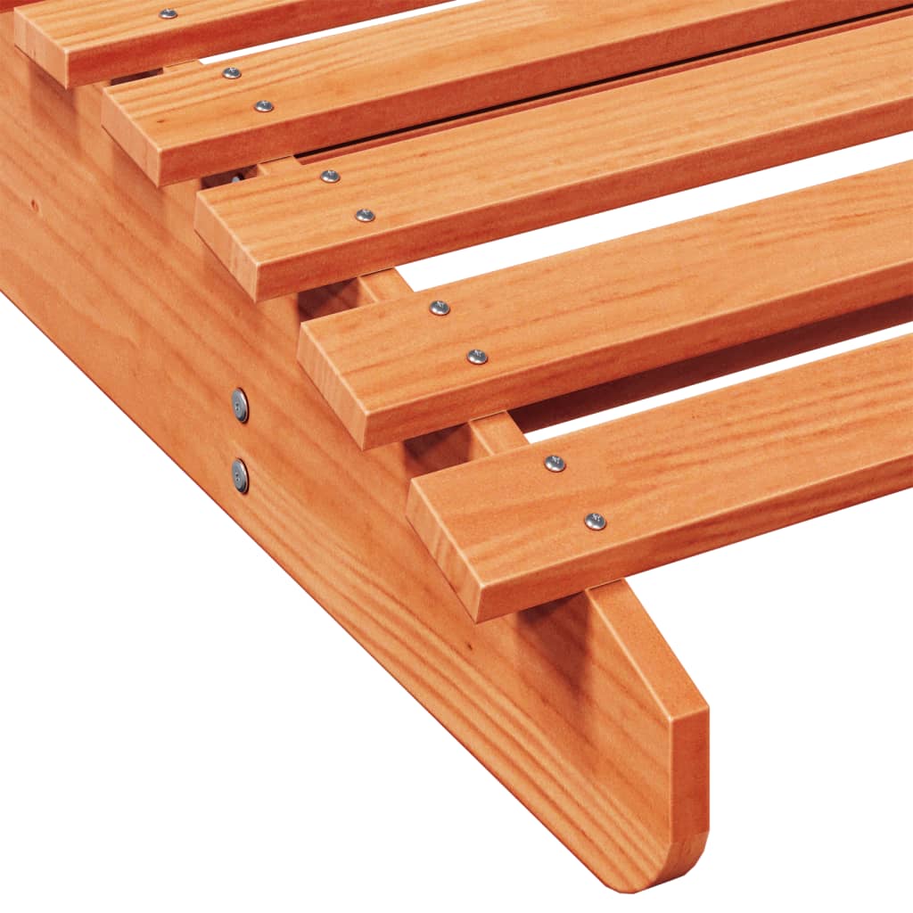 Tumbona De Madera Maciza De Pino Marrón Cera 205x60x31,5 Cm / Vetonek_5
