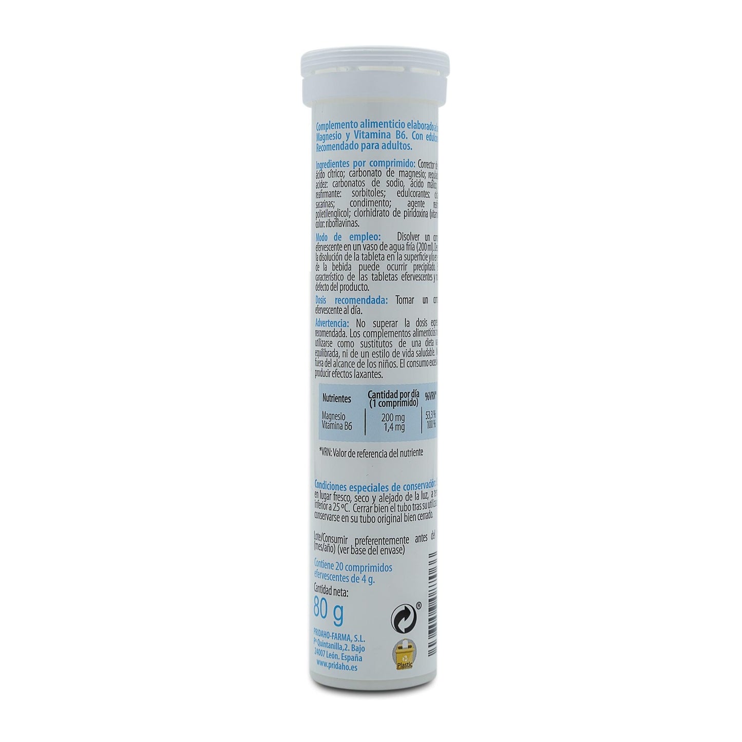 H4U Magnésio + Vitamina B6 + Vitamina B2 20 comprimidos efervescentes, sabor a laranja e limão