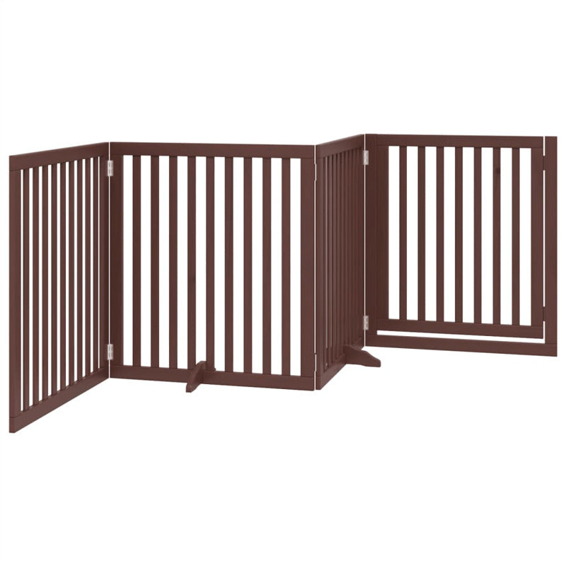 Vidaxl Puerta Para Perros Plegable 4 Paneles Madera Álamo Marrón 320cm_5