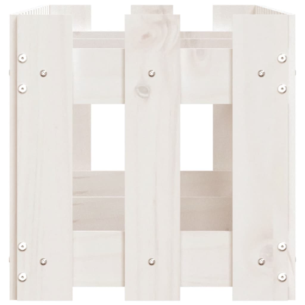 Arriate Elevado Jardín Con Valla Madera Pino Blanco 150x30x30cm_5