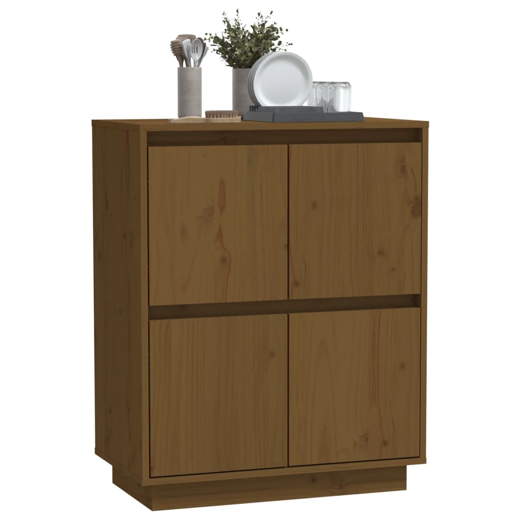 Aparador De Madera Maciza De Pino Marrón Miel 60x34x75 Cm / Vetonek_5