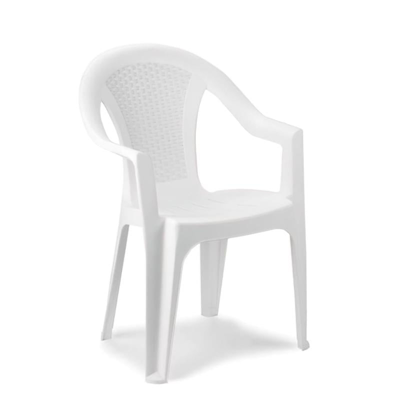 Silla Resina Ratan Respaldo Bajo Blanco Ischia_0