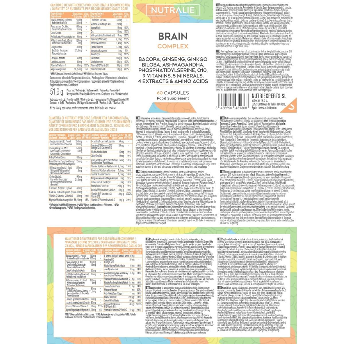 Nutralie Brain Complex Nootropic com Agilidade Mental 60 Cápsulas