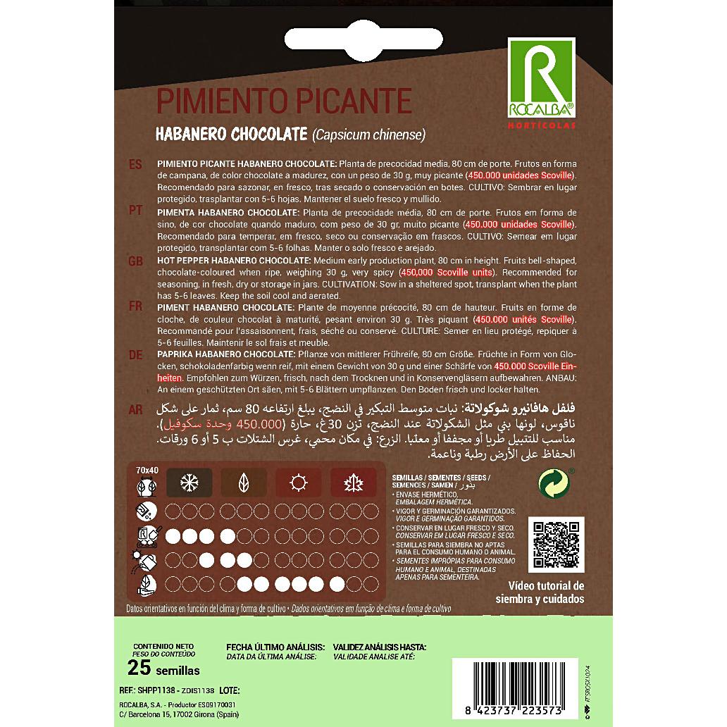 Sementes de pimenta habanero chocolate Rocalba