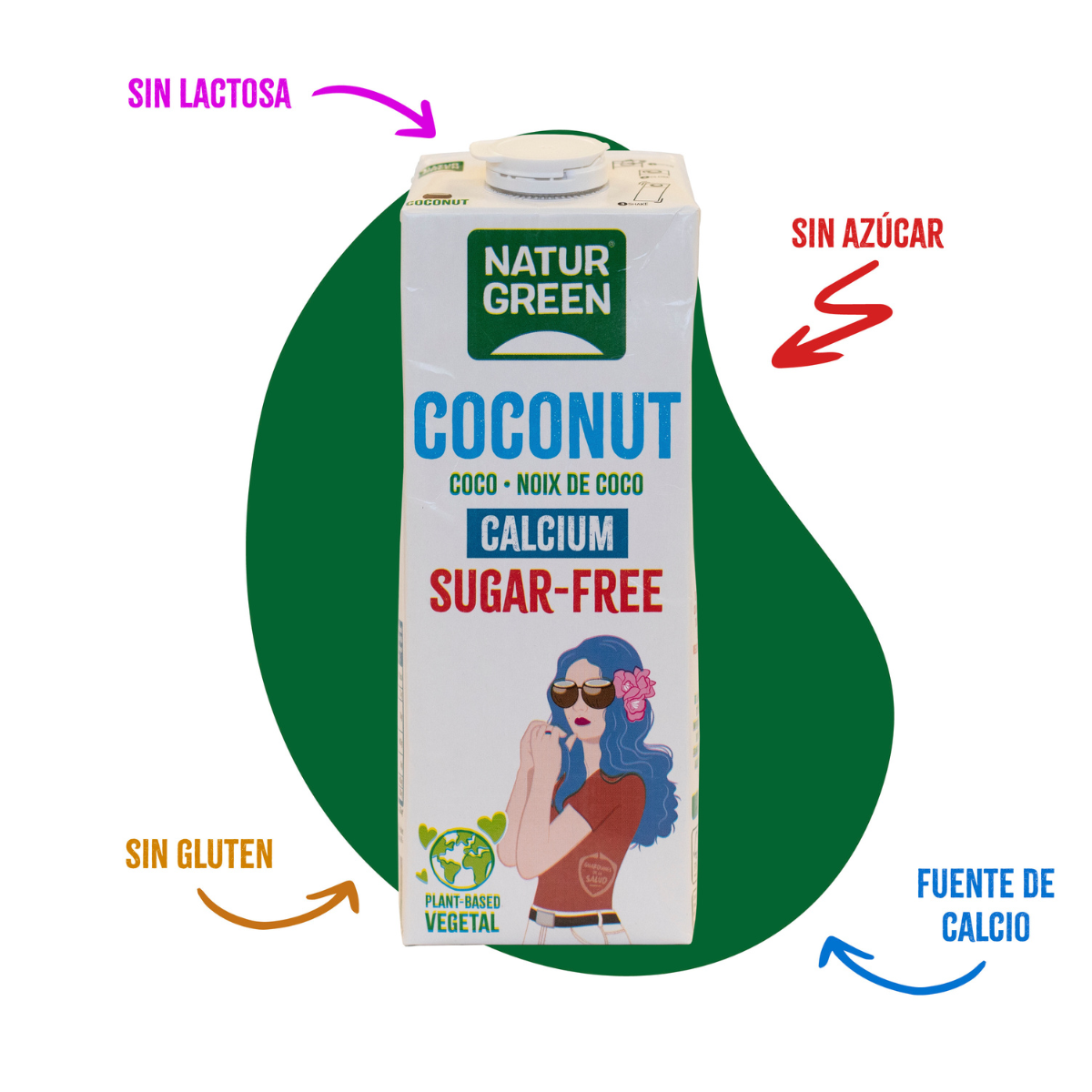 Bebida vegetal de coco e cálcio sem açúcar NaturGreen 1 litro