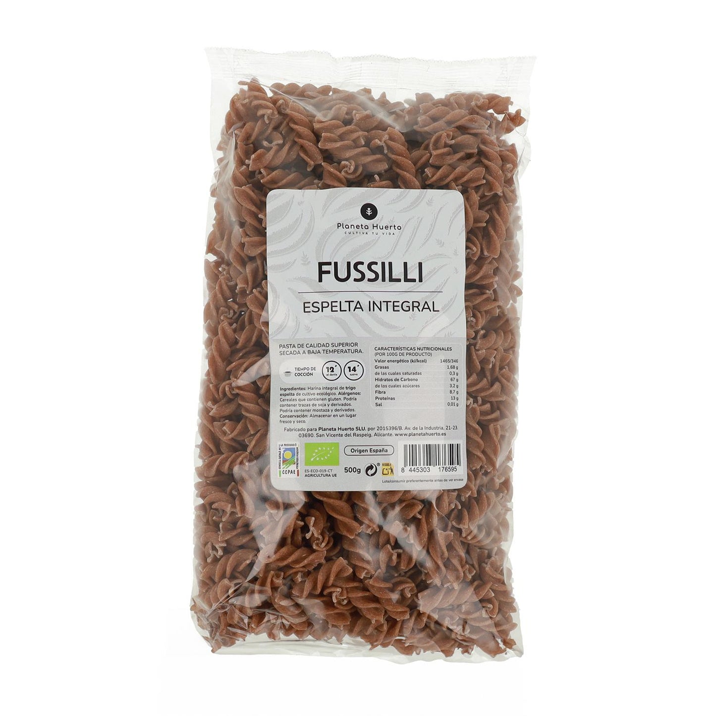Fusilli de espelta integral ECO Planeta Huerto 500gr
