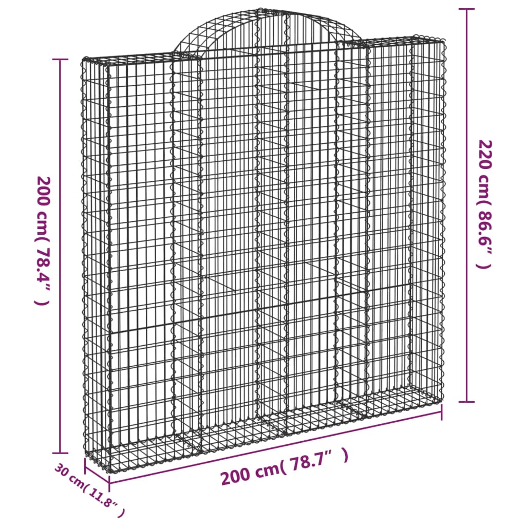 Cestas De Gaviones 5 Uds Forma De Arco Hierro 200x30x200/220 Cm_5