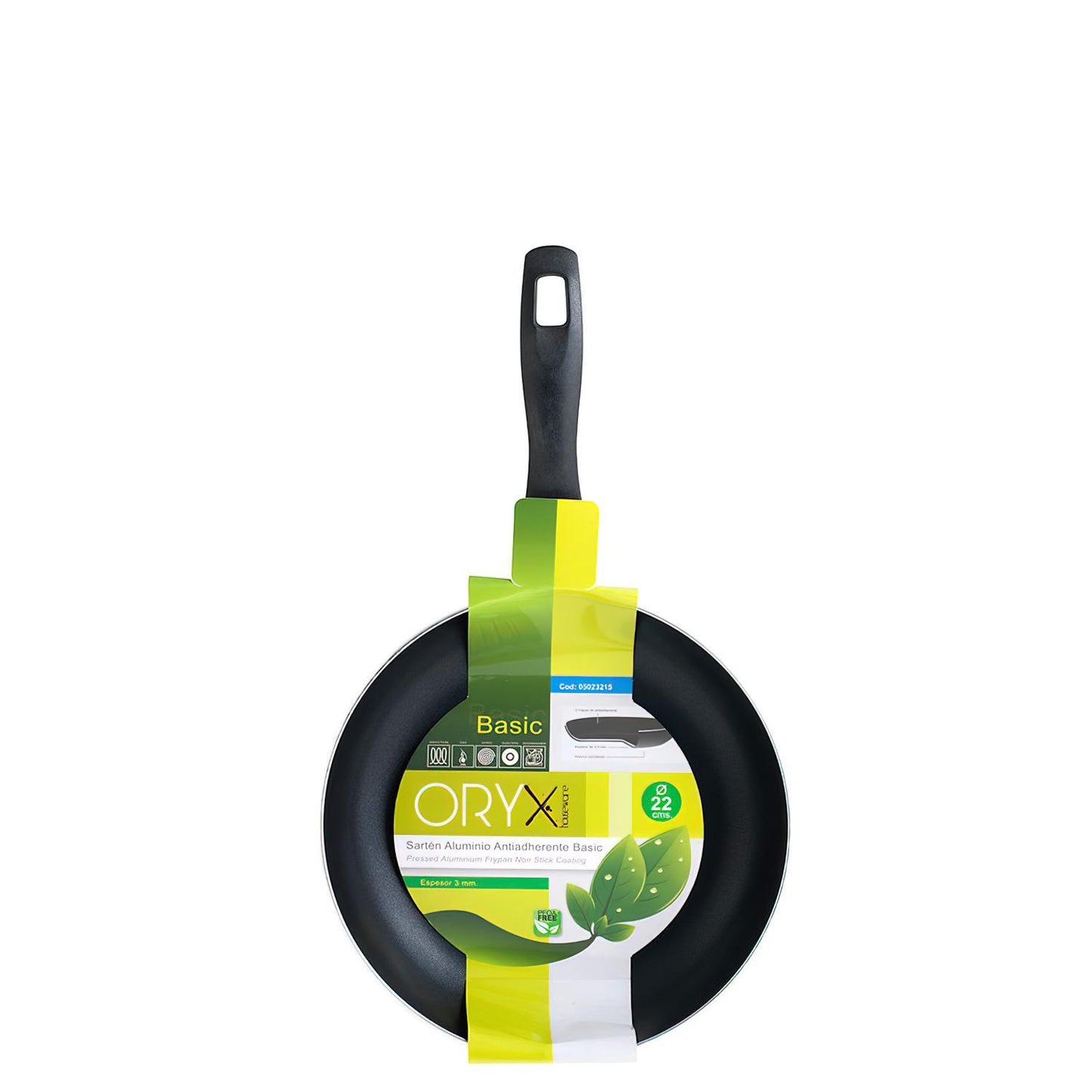 Oryx Sartén Aluminio Antiadherente Basic, Alta Resistencia, Apta Inducción, Libre Pfoa, Diámetro 22 Cm, Espesor 3 Mm.