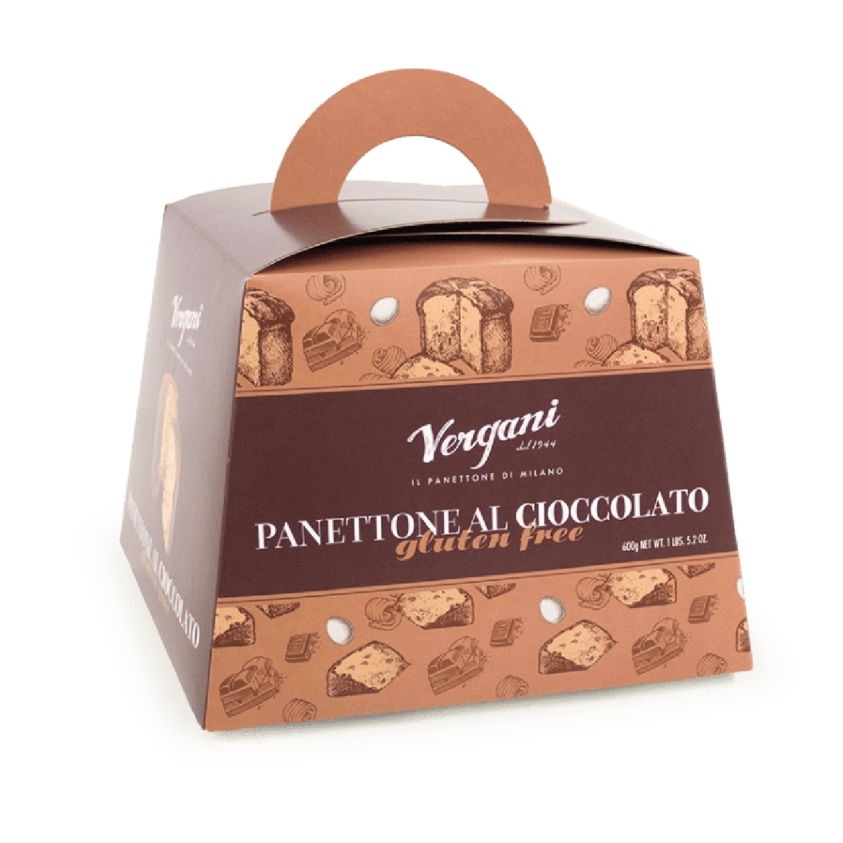 Panettone Sem Glúten com Pepitas de Chocolate negro Vergani 600 g