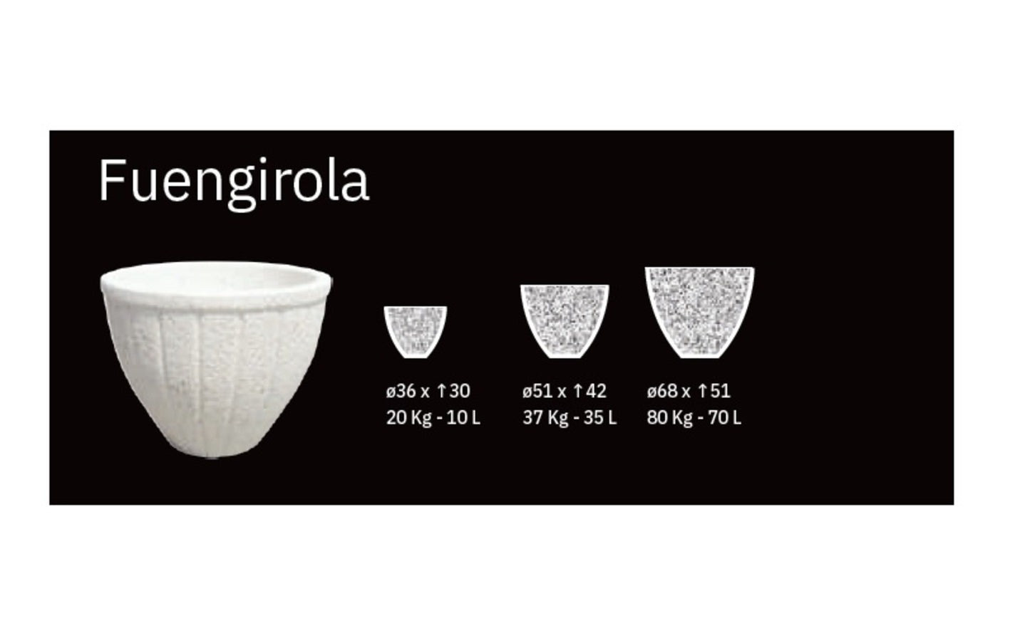 Jardinera De Granito Fuengirola. 68 cm de ancho y 51 cm de alto. Peso: 80 kilos. Capacidad: 70 litros_1