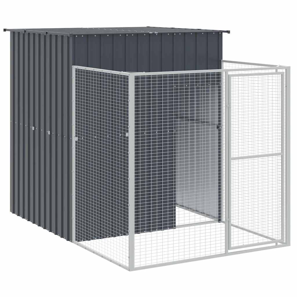 Caseta De Perros Con Corral Acero Galvanizado 165x455x181 Cm_5