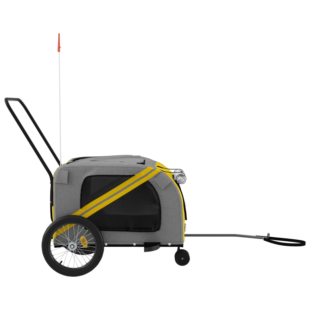Remolque De Bicicleta Mascotas Hierro Tela Oxford Amarillo Gris_5