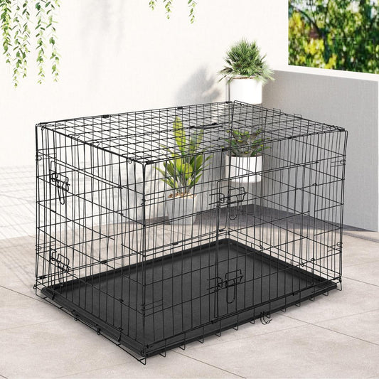 Gaiola para cães PawHut 122x77x82 cm - Preta