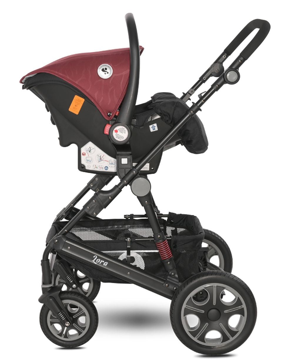 Carro De Bebé Tres Piezas Convertible Lora Hasta 15 Kg Luxe Red Elephants_4