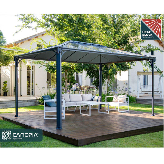 Gazebo Martinique 4300 Gazebo em alumínio cinzento com vidros em policarbonato bronze