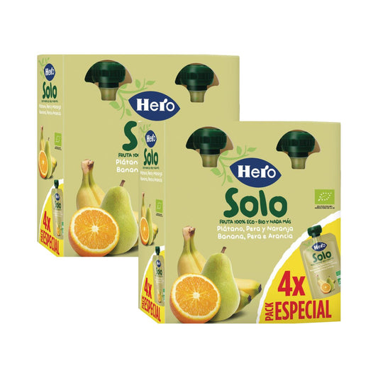 Pack x2 Sacos 100% Eco Fruit Sabor Banana, Pêra e Laranja 4x100 g-Hero Solo