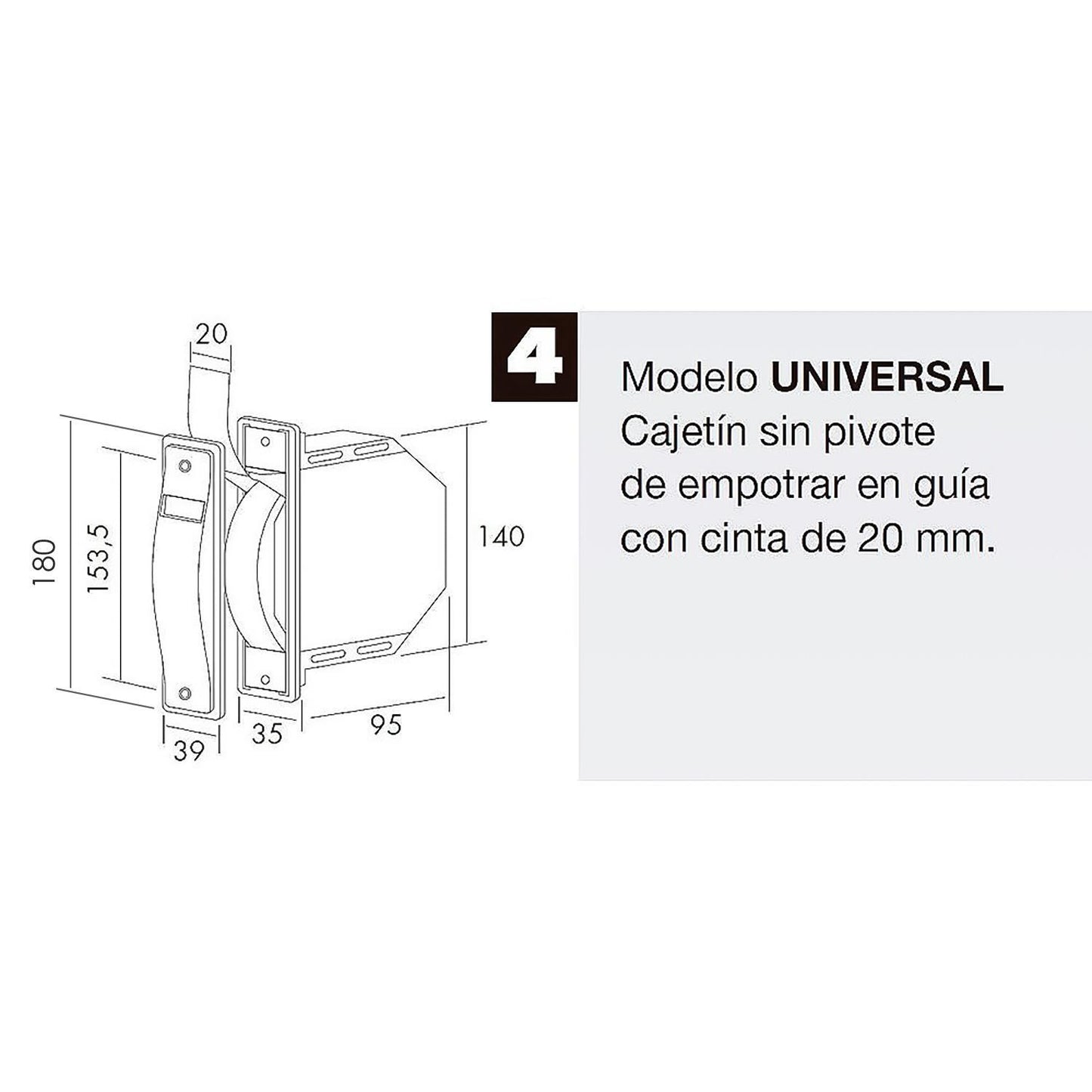 Recogedor Persiana Universal Blanco Cinta 20 Mm.